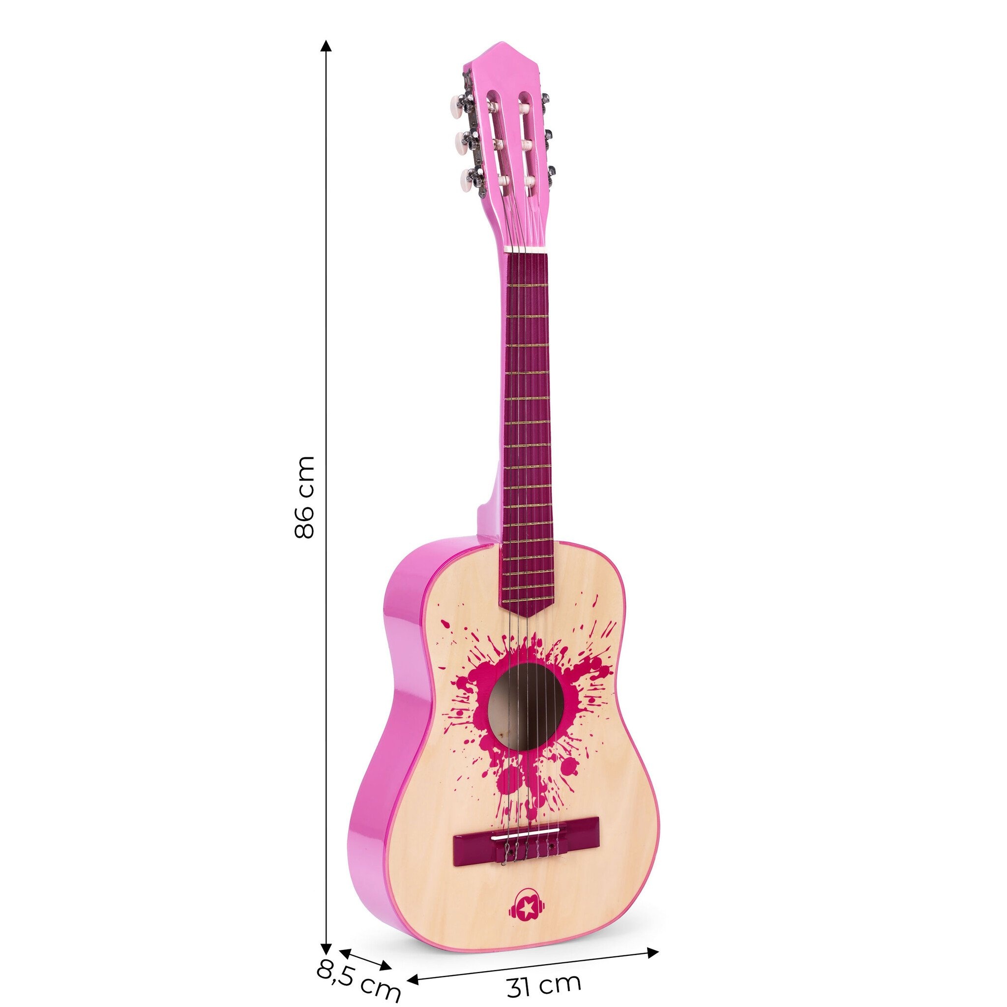 Roze Houten Kindergitaar - Perfect Muzikaal Cadeau - 86 cm - Stembaar