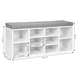Moderne 2-in-1 Schoenenkast met Zitbank - 10 Planken - Grijs