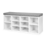 Moderne 2-in-1 Schoenenkast met Zitbank - 10 Planken - Grijs