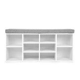 Moderne 2-in-1 Schoenenkast met Zitbank - 10 Planken - Grijs