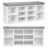 Moderne 2-in-1 Schoenenkast met Zitbank - 10 Planken - Grijs