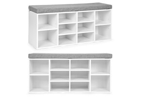 Moderne 2-in-1 Schoenenkast met Zitbank - 10 Planken - Grijs