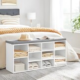 Design Schoenenbank met Comfort Zitting - Grijs - 10 Opbergvakken