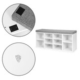 Design Schoenenbank met Comfort Zitting - Grijs - 10 Opbergvakken