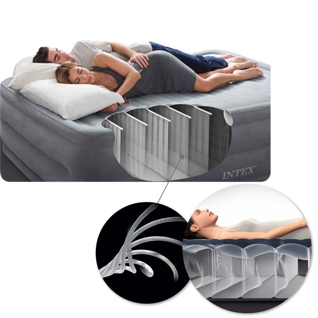 INTEX Camping Luchtbed 1-Persoons - Fluweelzacht - Automatisch Opblaasbaar