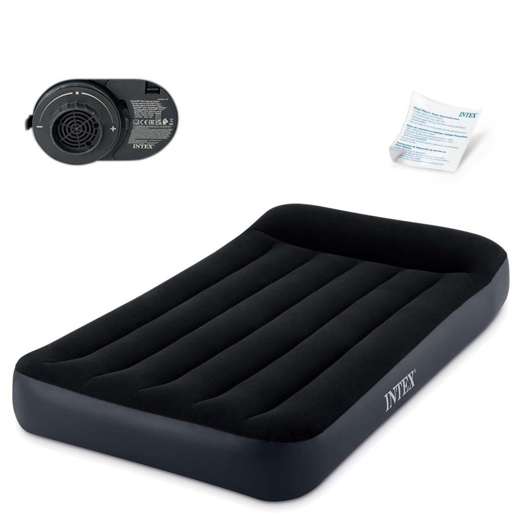 INTEX Camping Luchtbed 1-Persoons - Fluweelzacht - Automatisch Opblaasbaar
