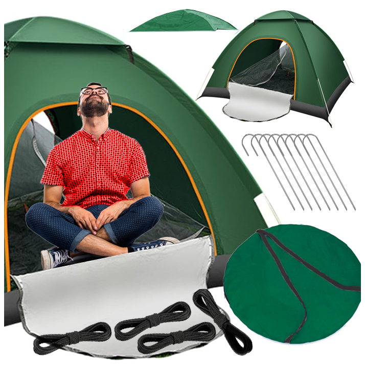 Ruime pop-up tent - 4 persoons - Dubbele ingang - Compact opvouwbaar 70cm