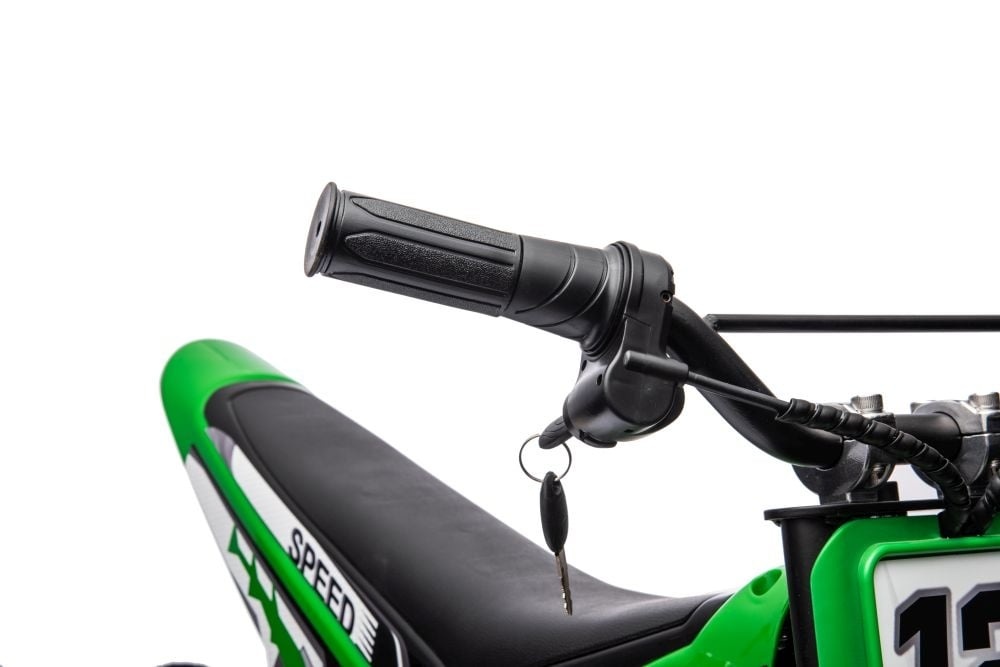 Stoere Kinder Motorfiets Khaki - Elektrisch 15km/u - Crossmotor Look