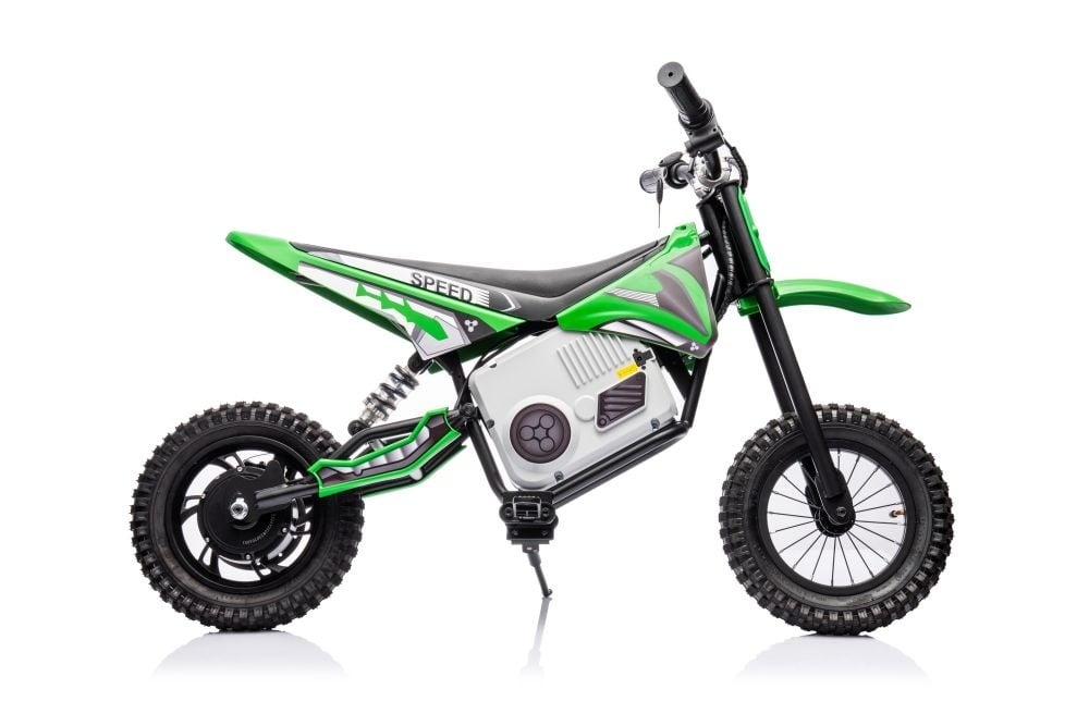 Stoere Kinder Motorfiets Khaki - Elektrisch 15km/u - Crossmotor Look