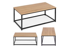 Moderne Loft Salontafel - Industrieel Design - 90x48 cm - Zwart