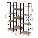 Industriële Design Boekenkast - Metaal & MDF - 11 Planken - Loft Stijl