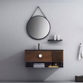 Decoratieve Ronde Spiegel - 60 cm - Zwart met Leren Ophangband