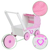 Stevige Poppenwagen met Roze Kap - Veilig Eerste Stapjes Maken