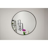 Industriële Ronde Spiegel - Zwart Metaal 50cm - Moderne Uitstraling