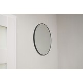 Industriële Ronde Spiegel - Zwart Metaal 50cm - Moderne Uitstraling