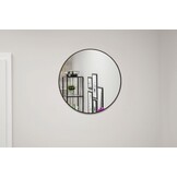 Industriële Ronde Spiegel - Zwart Metaal 50cm - Moderne Uitstraling