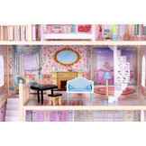 Duurzaam Houten Poppenhuis - Natuurlijk Speelplezier met 11 Meubels - 3 Verdiepingen