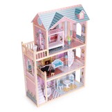 Luxe Houten Poppenhuis Villa - 4 Kamers - Complete Speelset met Meubilair