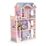 Luxe Houten Poppenhuis Villa - 4 Kamers - Complete Speelset met Meubilair