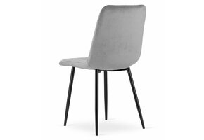 Luxe Fluwelen Eetkamerstoelen Set - 4 Stoelen Lichtgrijs met Zwart Metalen Frame