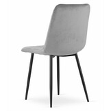 Complete Eetkamerset 4 Stoelen - Lichtgrijze Fluwelen Zitting - Zwart Onderstel