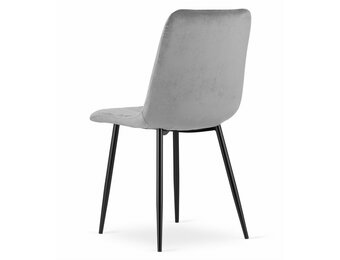 Complete Eetkamerset 4 Stoelen - Lichtgrijze Fluwelen Zitting - Zwart Onderstel