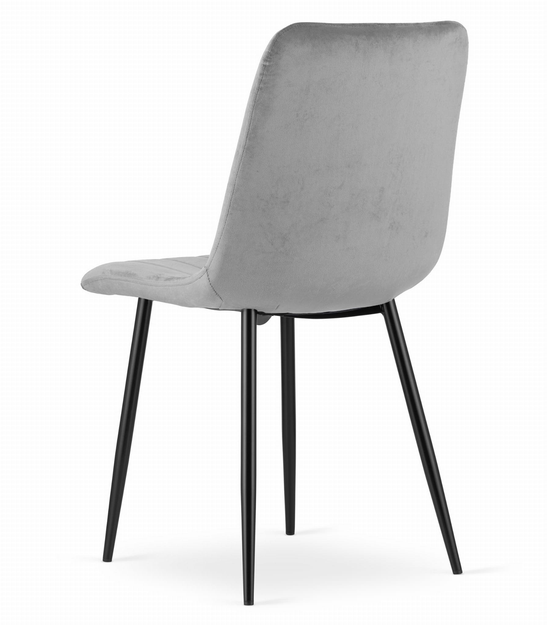 Complete Eetkamerset 4 Stoelen - Lichtgrijze Fluwelen Zitting - Zwart Onderstel