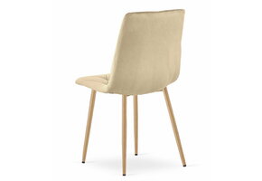 Luxe Velours Eetkamerstoelen Set - Beige met Houtlook - 2 stuks