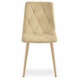 Luxe Velours Eetkamerstoelen Set - Beige met Houtlook - 2 stuks