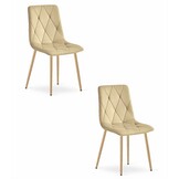 Compacte Eetstoelen Set - Beige Velours - Ideaal voor Kleine Ruimtes
