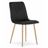 Veelzijdige Fluwelen Eetkamerstoelen - 2 Stuks - Zwart met Houten Poten