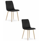 Betaalbare Design Eetkamerstoelen Set - Fluweel Zwart - 2 Stuks