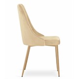 4 Moderne Fluwelen Eetkamerstoelen - Beige - Ergonomisch Design