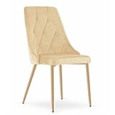 Velvet Eetkamerstoelen Compleet - 4-delige Set - Beige Fluweel