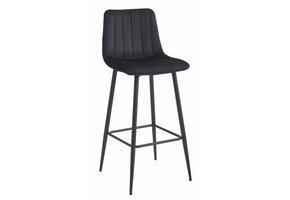 Luxe Fluwelen Barkrukken Set - 4 Design Barstoelen - Zwart