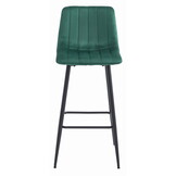 Luxe Fluwelen Barkrukken Set - Design Barstoel met Rugleuning - Donkergroen
