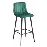 Moderne Barkrukken 2-set - Fluweel - Zwart Frame - Donkergroen