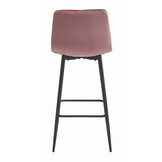 Luxe Fluwelen Barkrukken Set - 3 Stuks Donkerroze met Zwart Frame - Design