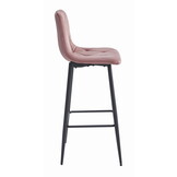 Luxe Fluwelen Barkrukken Set - 3 Stuks Donkerroze met Zwart Frame - Design