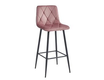 Keuken Barkrukken Set - 76cm Zithoogte - Donkerroze Fluweel 3-delig