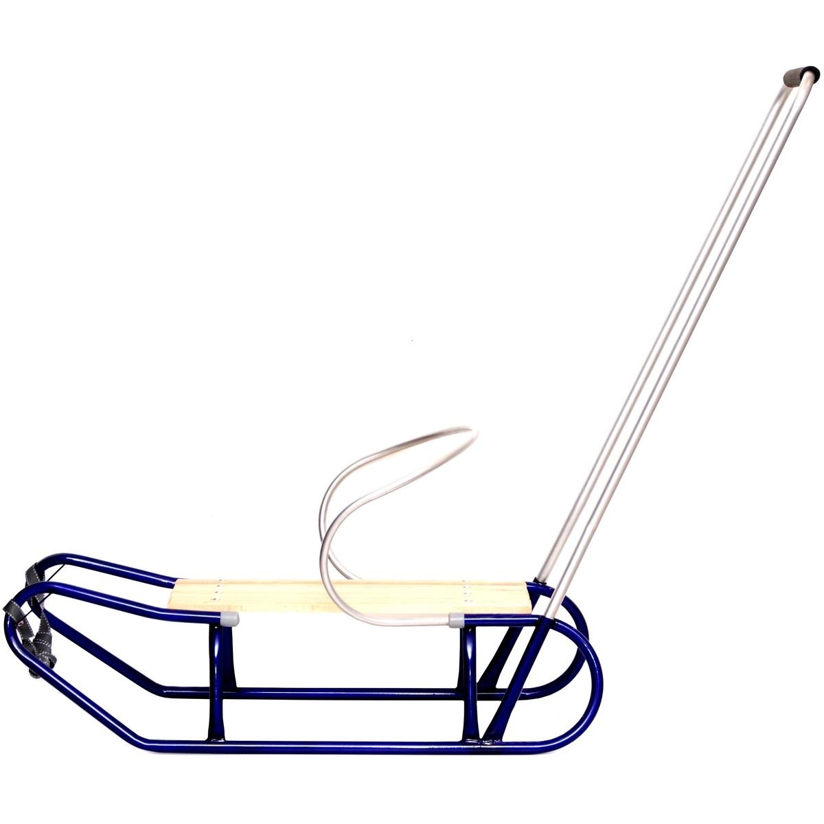 Veilige Familieslee met Rugleuning - Metalen Constructie - Inclusief Duwstang - Blauw