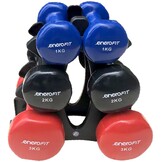 Complete Fitness Starterset - 6 Vinyl Dumbbells met Standaard - 1, 2 en 3 kg