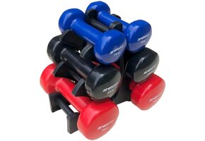 Premium Vinyl Dumbbell Set - 6-delige Gewichtenset met Standaard - 1 tot 3 kg