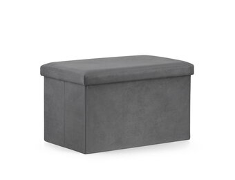 Luxe Fluwelen Opbergpoef Set - 4 Opvouwbare Zitpoefs - Ruimtebesparend - Grijs