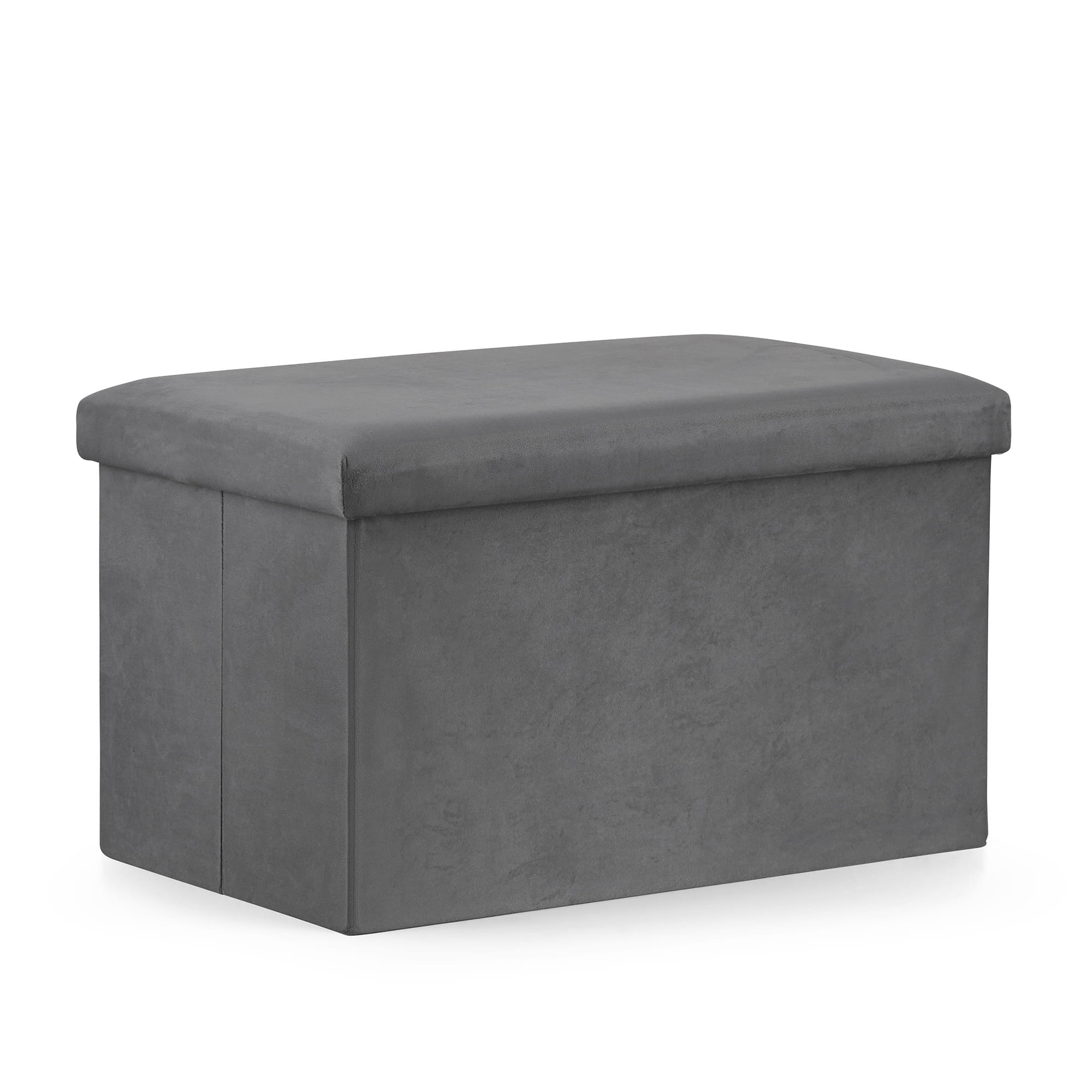 Luxe Fluwelen Opbergpoef Set - 4 Opvouwbare Zitpoefs - Ruimtebesparend - Grijs
