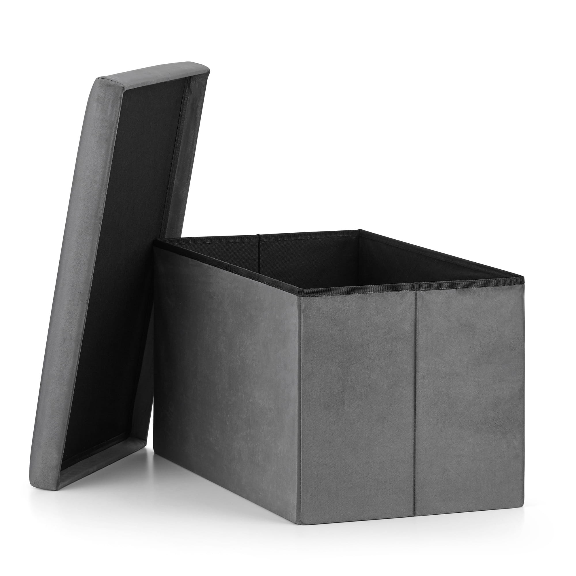 Luxe Fluwelen Opbergpoef Set - 4 Opvouwbare Zitpoefs - Ruimtebesparend - Grijs