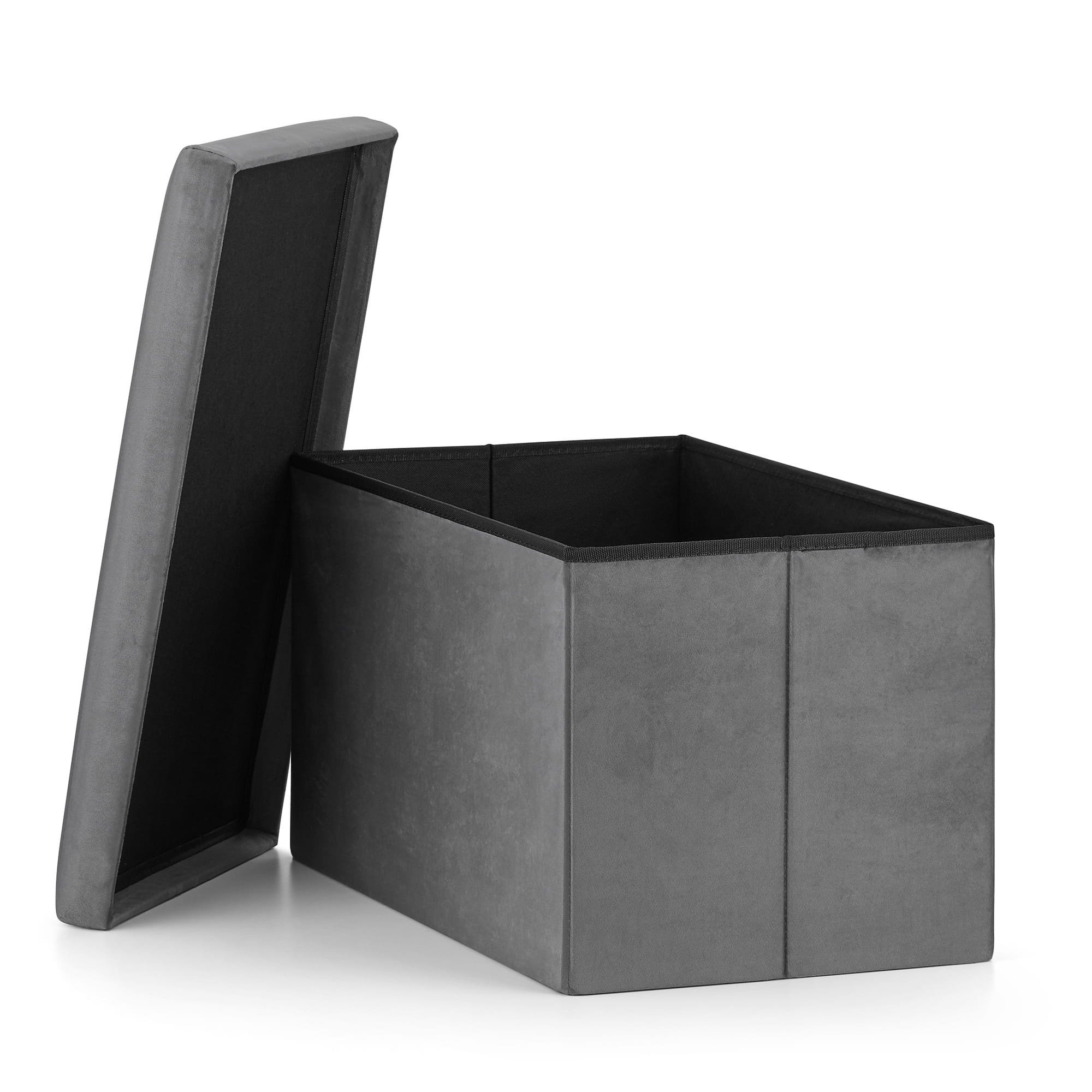 Opbergpoef Set 4-delig - Speelgoed Opbergbox met Zitfunctie - Grijs Fluweel