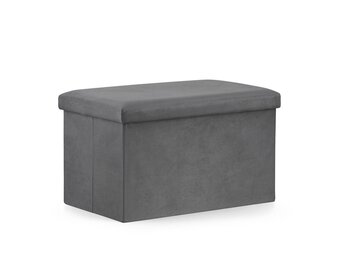 Velvet Zitpoef Set - 4 Luxe Opbergpoefs - Extra Zitplaatsen - Grijs Fluweel