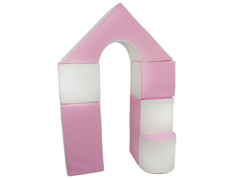 Professionele Speelblokken Set - 6 Gecertificeerde Schuimblokken voor Kinderopvang - Wit/Roze