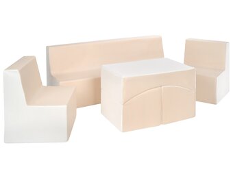 Duurzame Kindermeubelset 4-delig - Eco-vriendelijk Kindermeubilair - Wit/Cappuccino